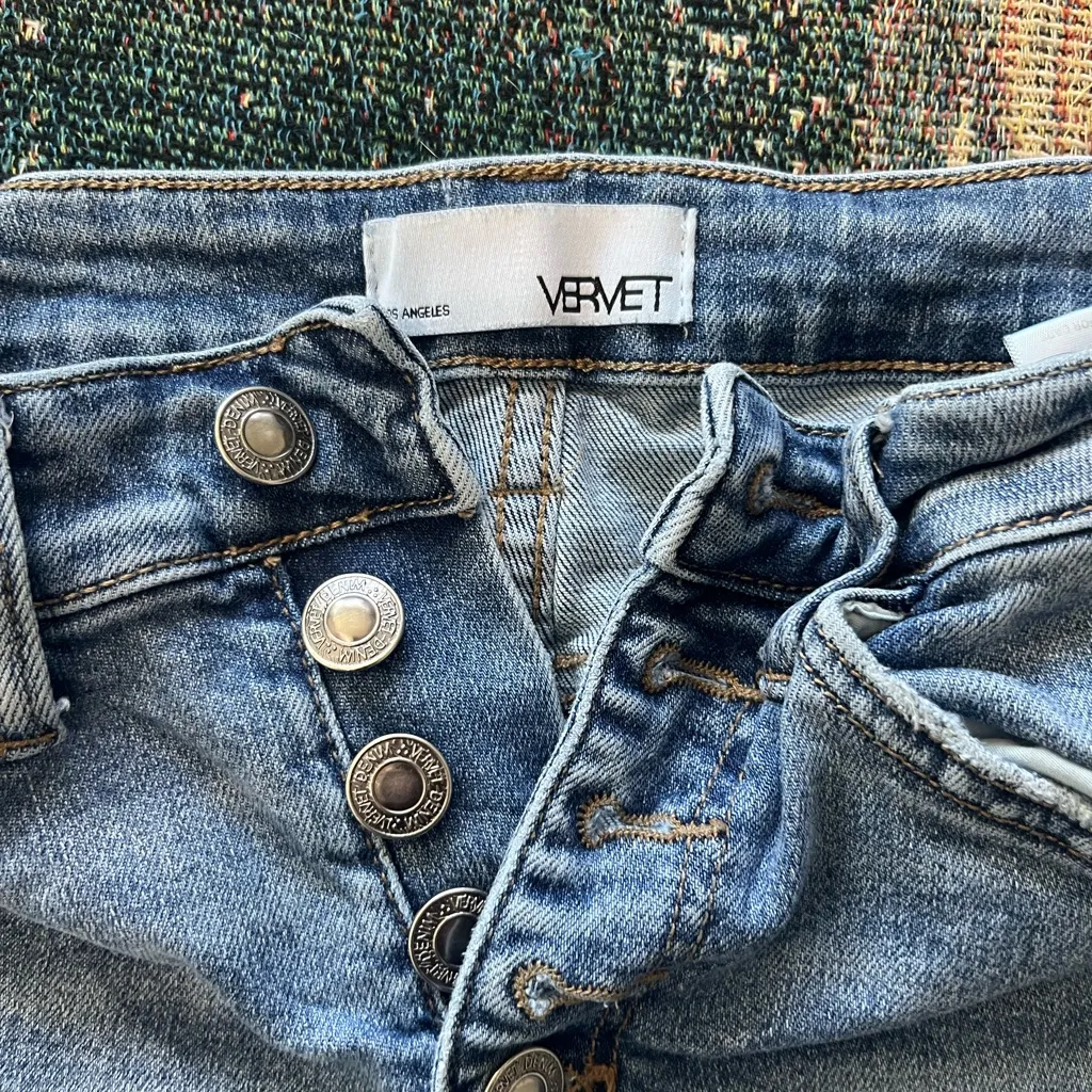 Vervet Flying Monkey High Rise Skinny Jeans Button Fly Distressed Women’s 26 Y2K Blue - Image 14