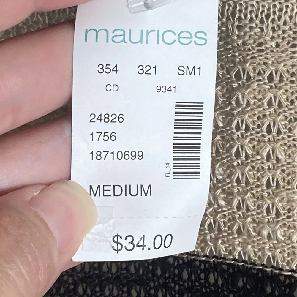 Maurices Cardigan Womens Size M Open Front Brown Striped Knit Fringe Cap Sleeve - Image 4