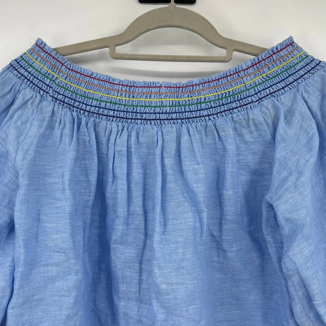 C&C California Linen Off Shoulder Womens Top Sz M Rainbow Cottage Boho Festival - Image 7
