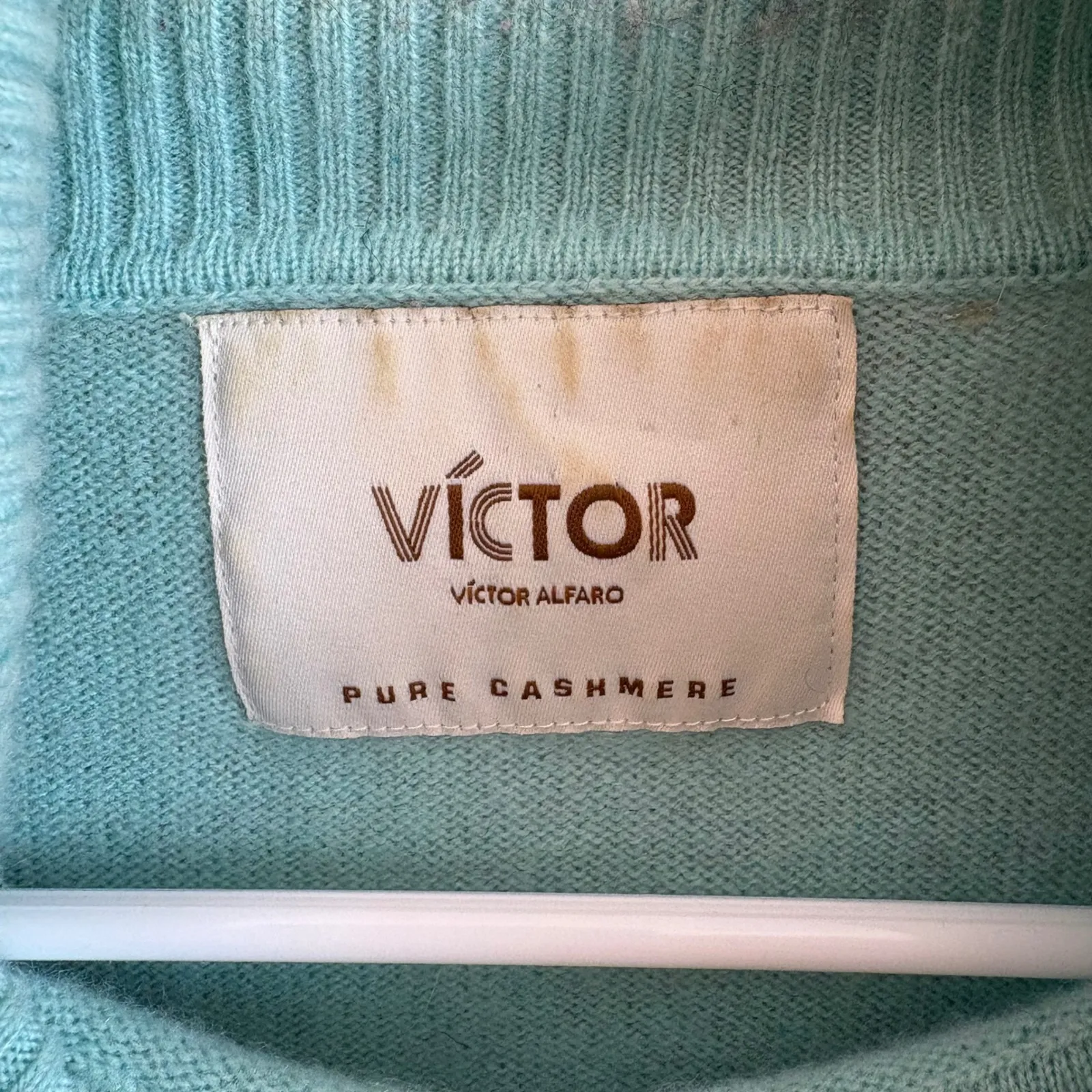 VICTOR ALFARO Pure Cashmere Light Blue Turtleneck Sweater Womens M Size M - Image 4