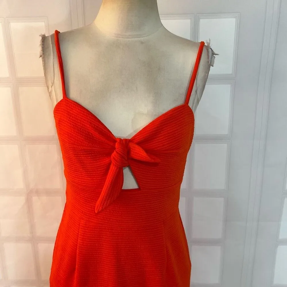 Hutch Anthropologie Orange Sleeveless Tie Knot Cutout Summer Dress Size Small - Image 3