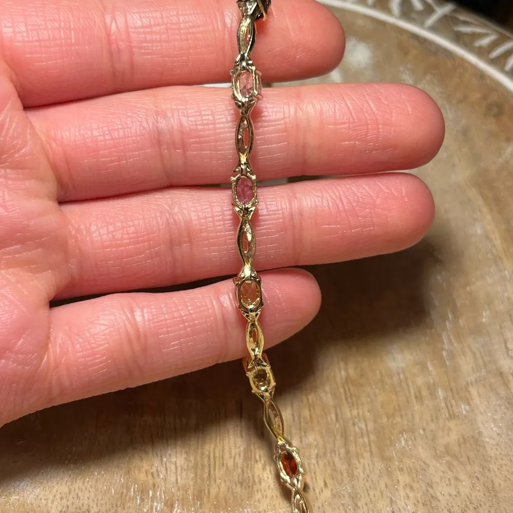 NWT Multi Genuine Gemstone & Diamond 18KT Gold Over Sterling Silver Bracelet - Image 13