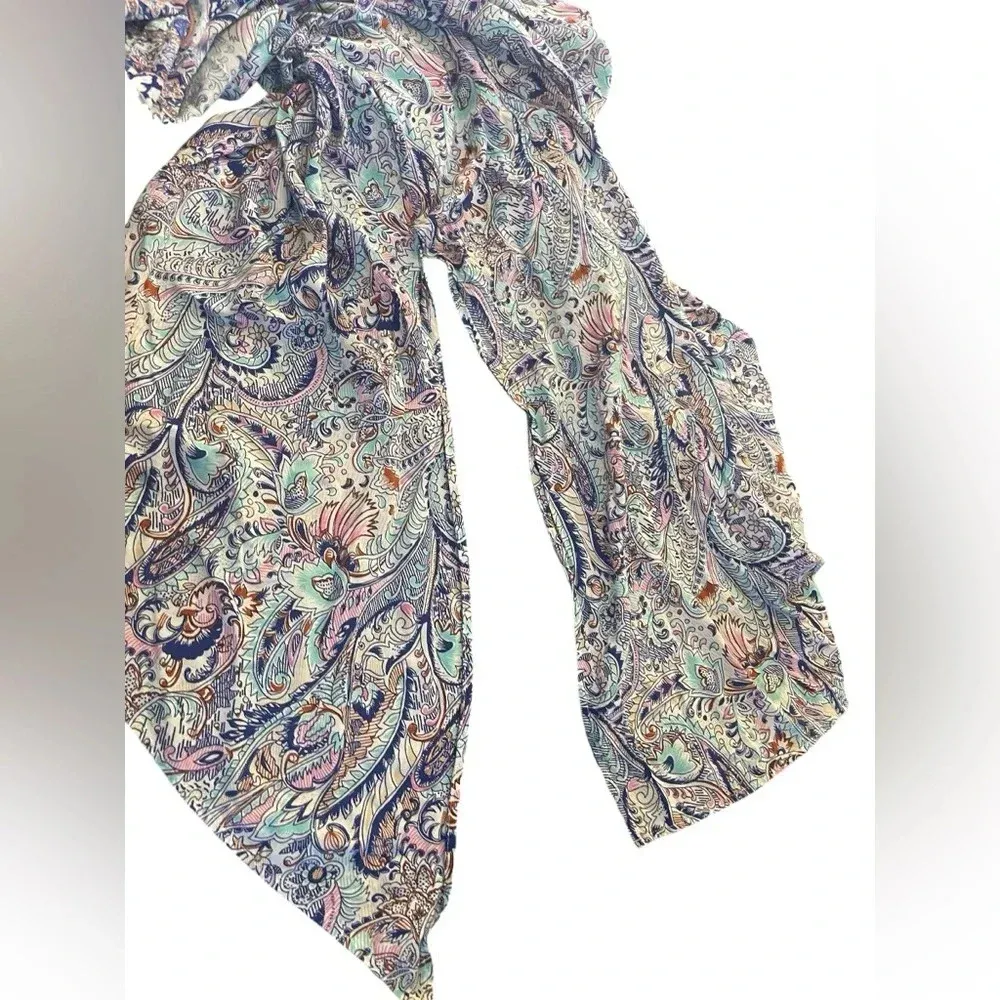 Victoria’s Secret Lightweight Navy Blue‎ Paisley Robe With Tie & Tassels Small - Image 5