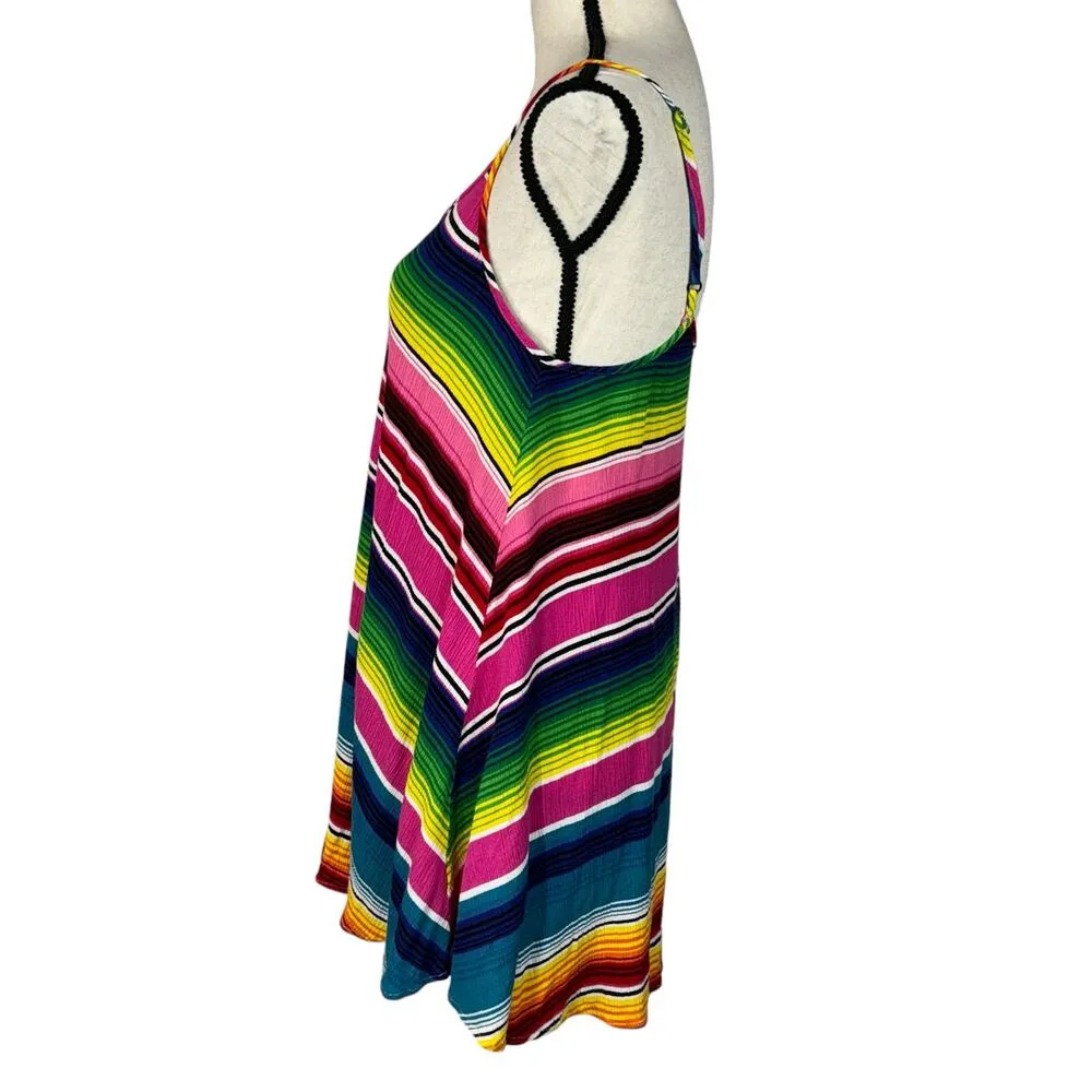 Show Me Your Mumu Small A-Line Mini Circus Dress Striped Spaghetti Strap V-Neck - Image 6