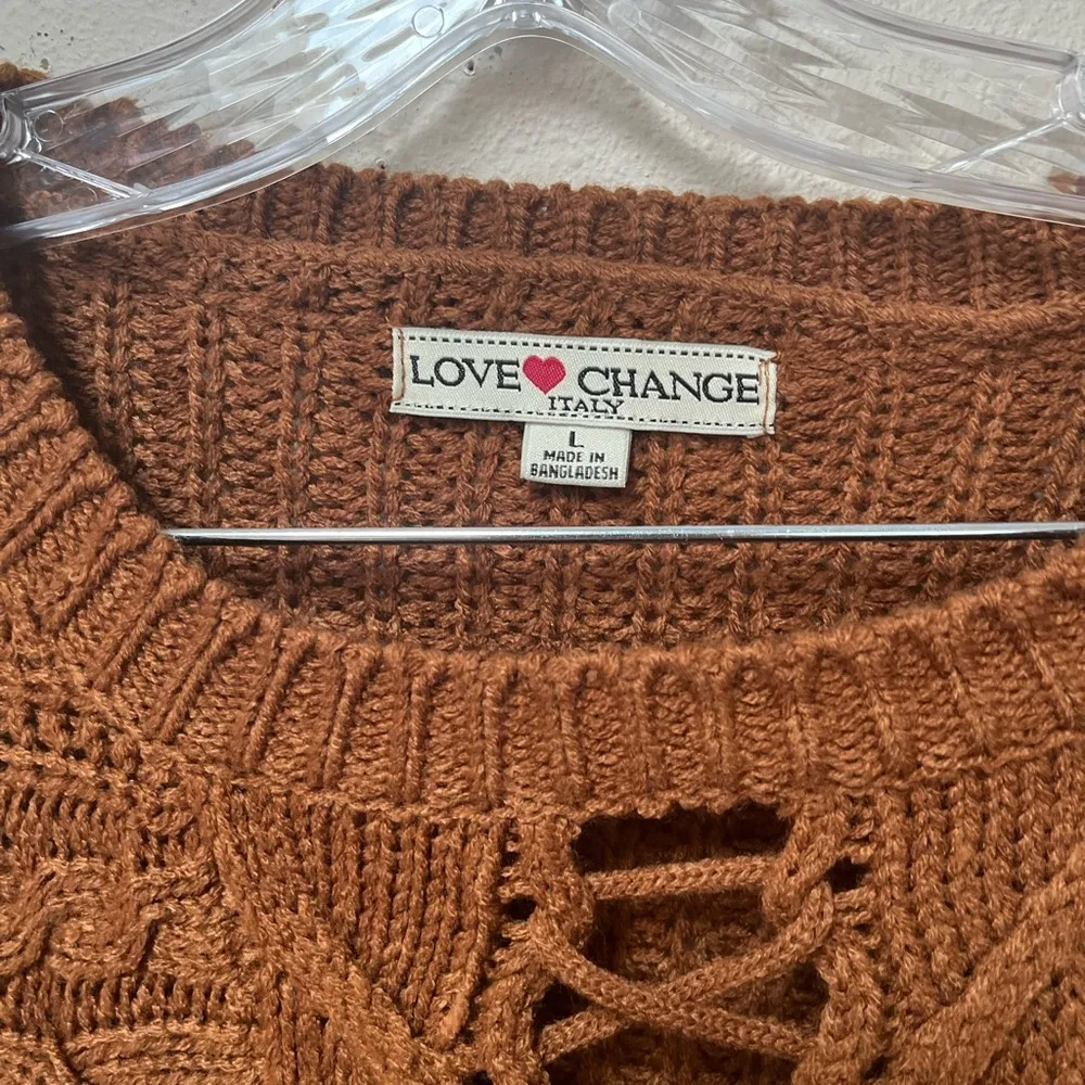Love Change Italy Mocha Brown Knit Sweater | Lace - Image 2