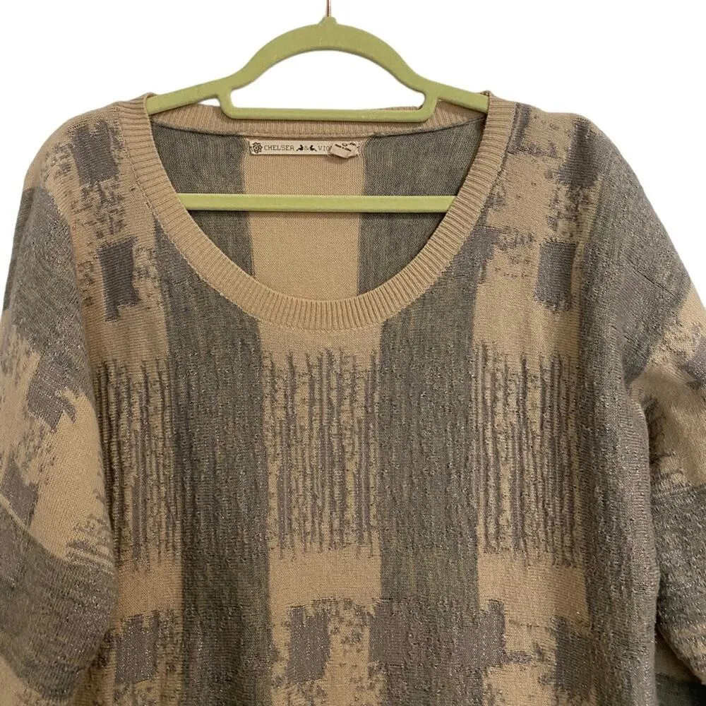 Chelsea & Violet Cream Metallic Long Sleeve Wool Blend Sweater Sz S - Image 2