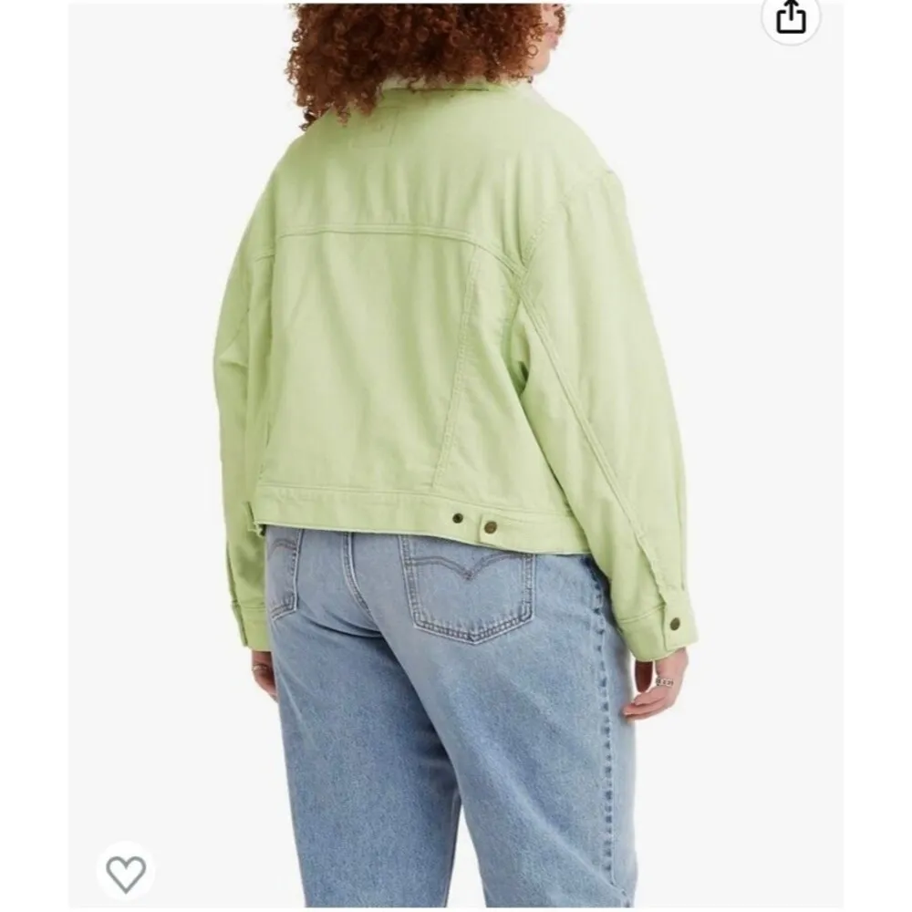 Levi's Jacket Women's 2X Plus Lime Green Sherpa Baby Baggy Trucker Coat  D1 - Image 6