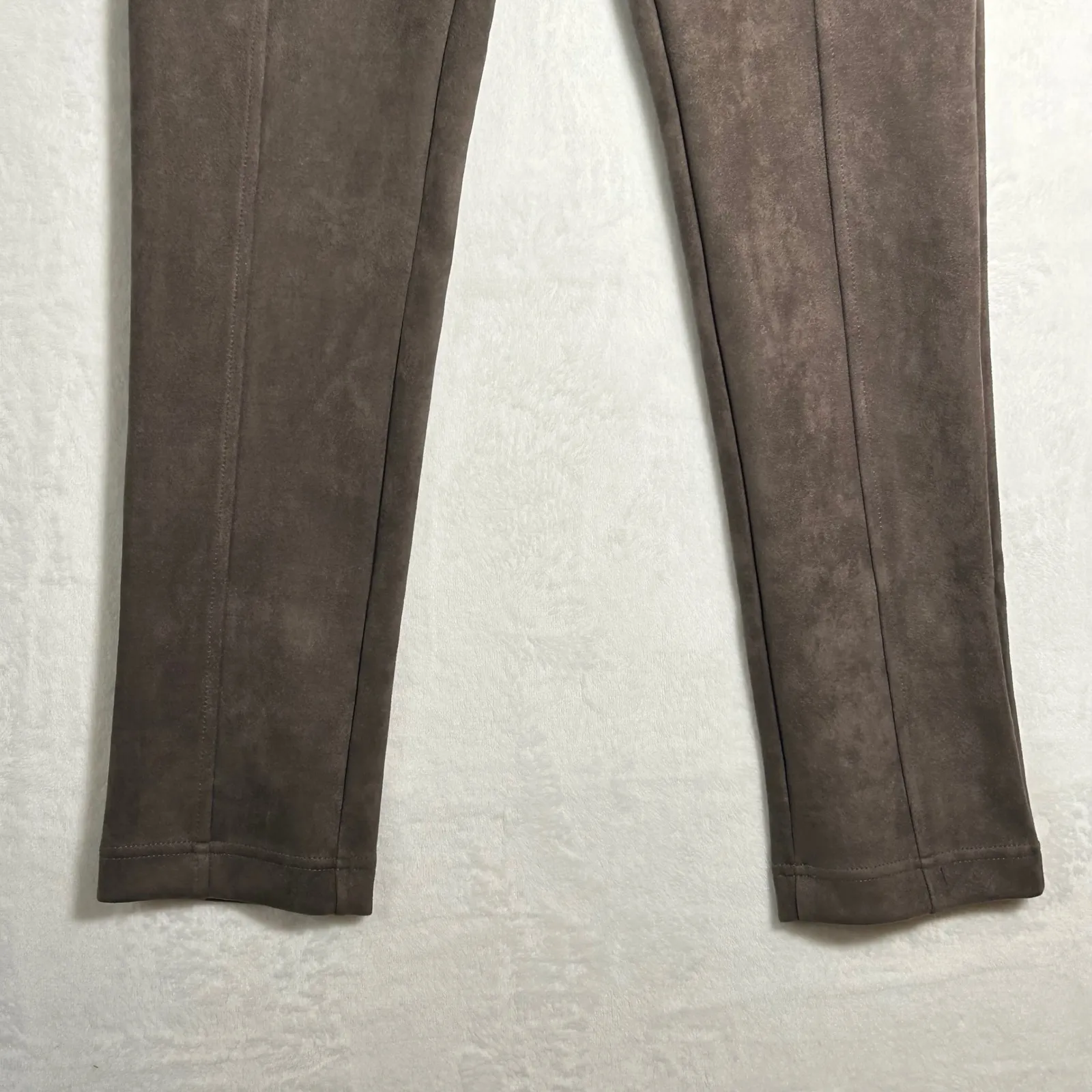 Andrew Marc Faux Suede Stitch Detail Leggings Pants Taupe Size S - Image 7