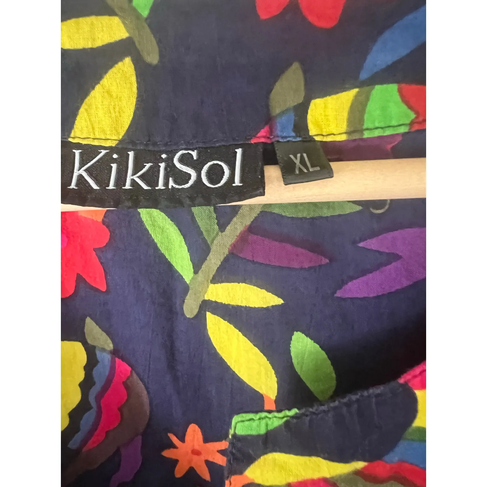 Kikisol 100% Cotton Pinata Fiesta Tunic Top XL Navy Alebrijes Animals Mexican Blue - Image 4