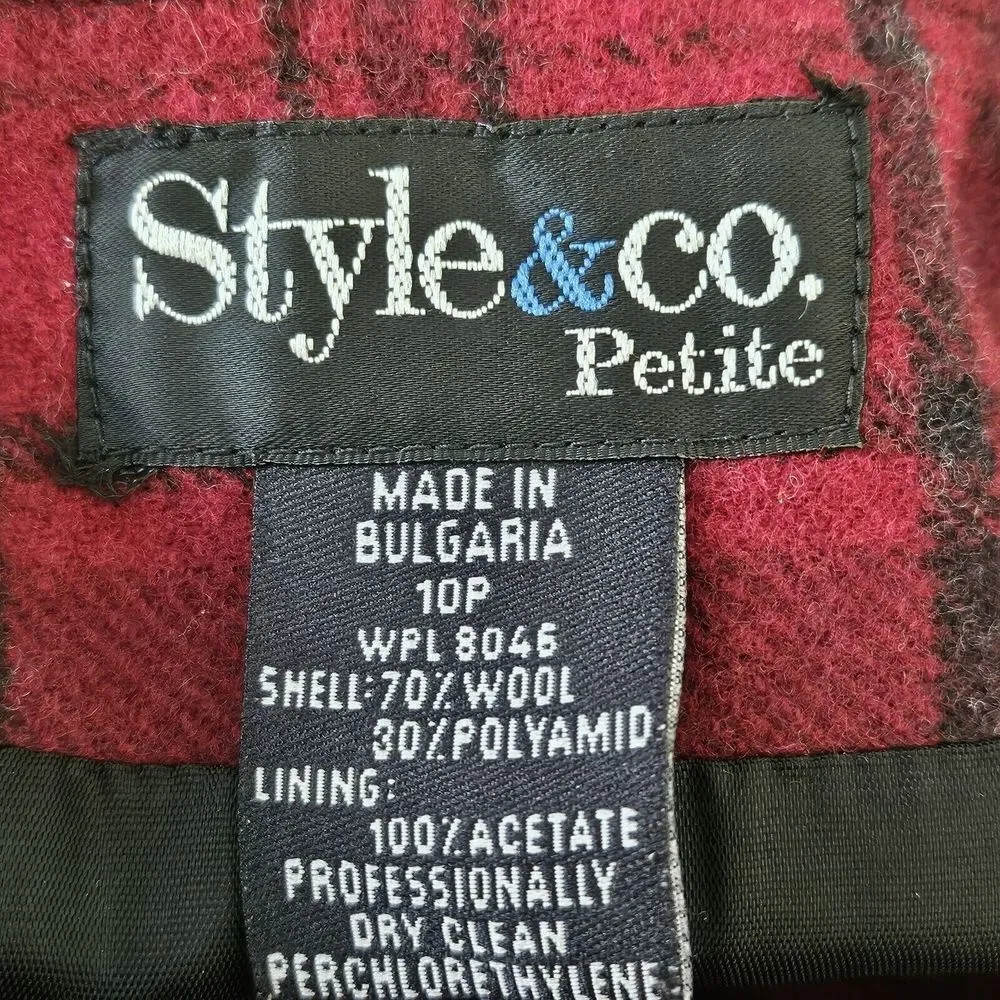 Vintage Wool Plaid A-Line Mini Skirt Womens Size 10 Petite Holiday Christmas Red - Image 6