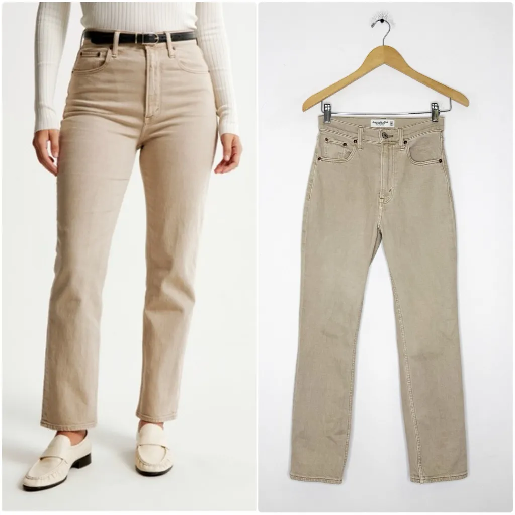 Abercrombie & Fitch Ultra High-Rise Ankle Straight Jeans 00 Beige - Image 2