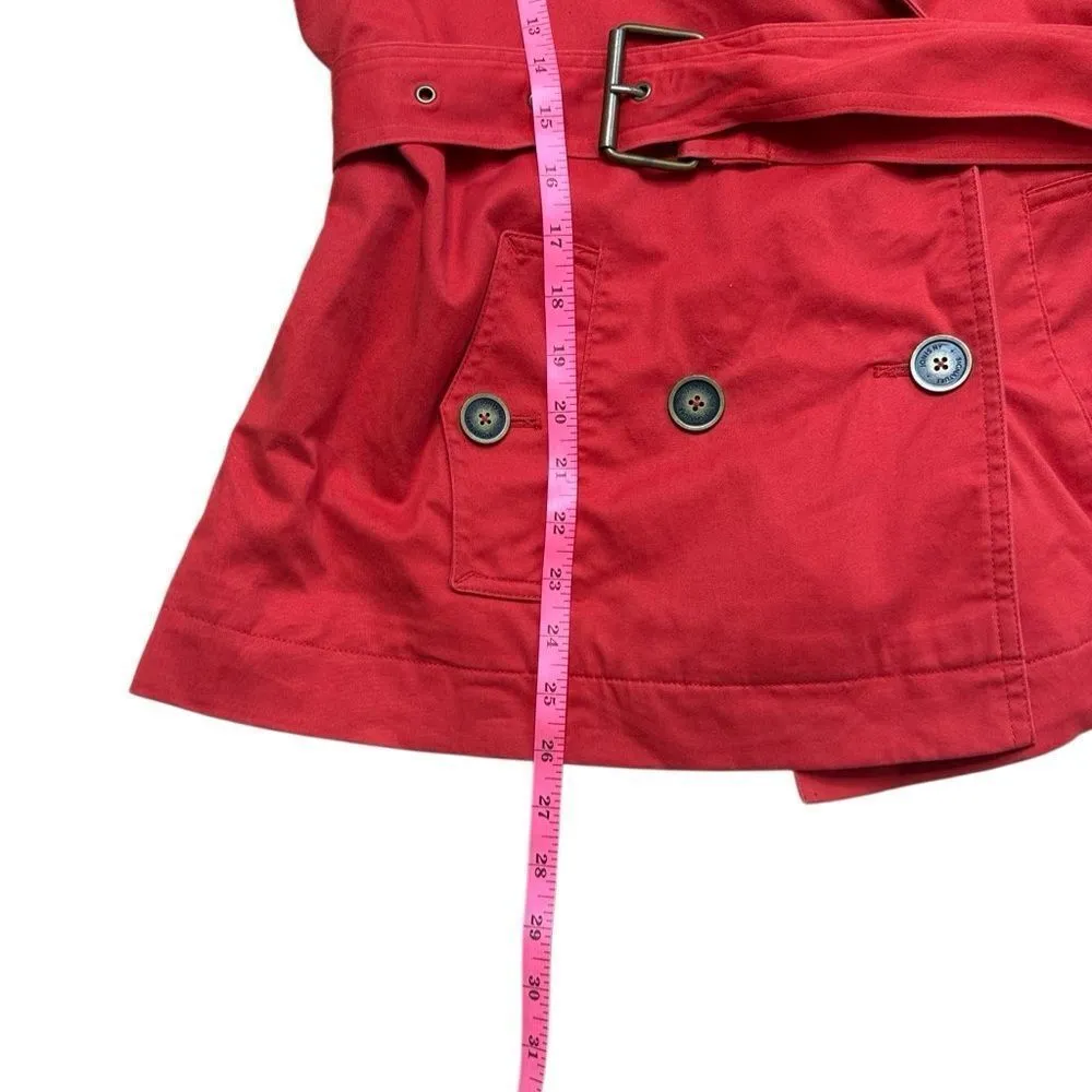 Jones New York Stretch Red Short Trench Coat Medium - Image 7