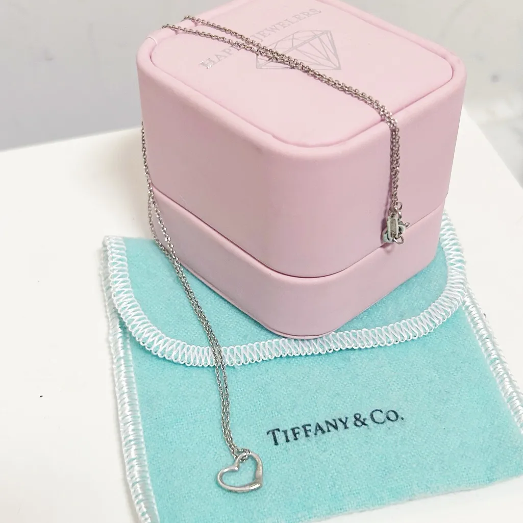 Authentic Tiffany & Co. 925 Sterling Silver Mini Open Heart Necklace - Image 7