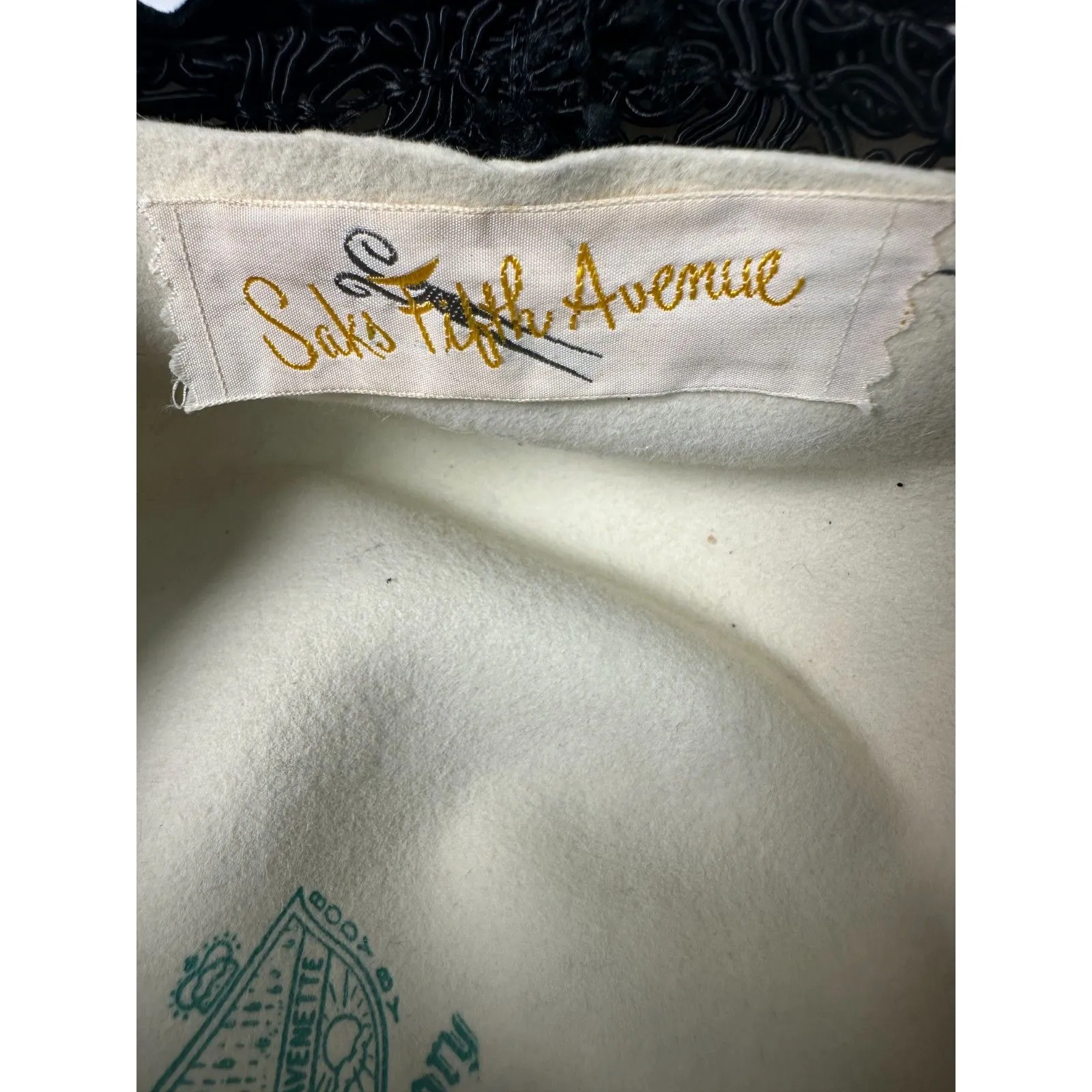 Mallory Saks Fifth Avenue Vintage Cream Wide Brim Sun Hat Women's One Size - Image 8