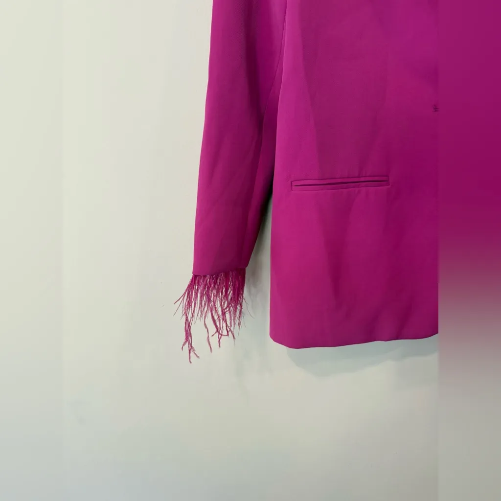 WAYF Feather Trim Oversize Blazer Size Medium 2256 - Image 11
