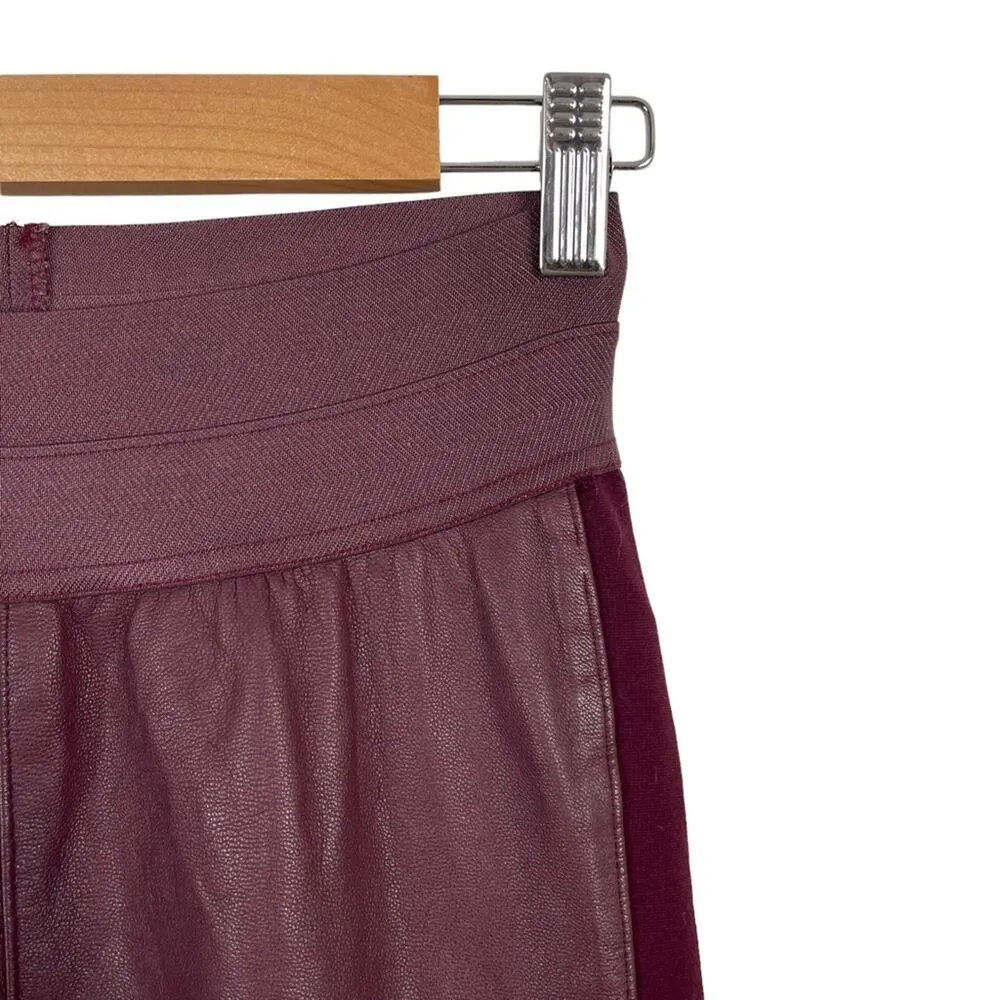 PAIGE Paloma Genuine Leather Panel Paloma Leggings Pants Burgundy Small - Image 7
