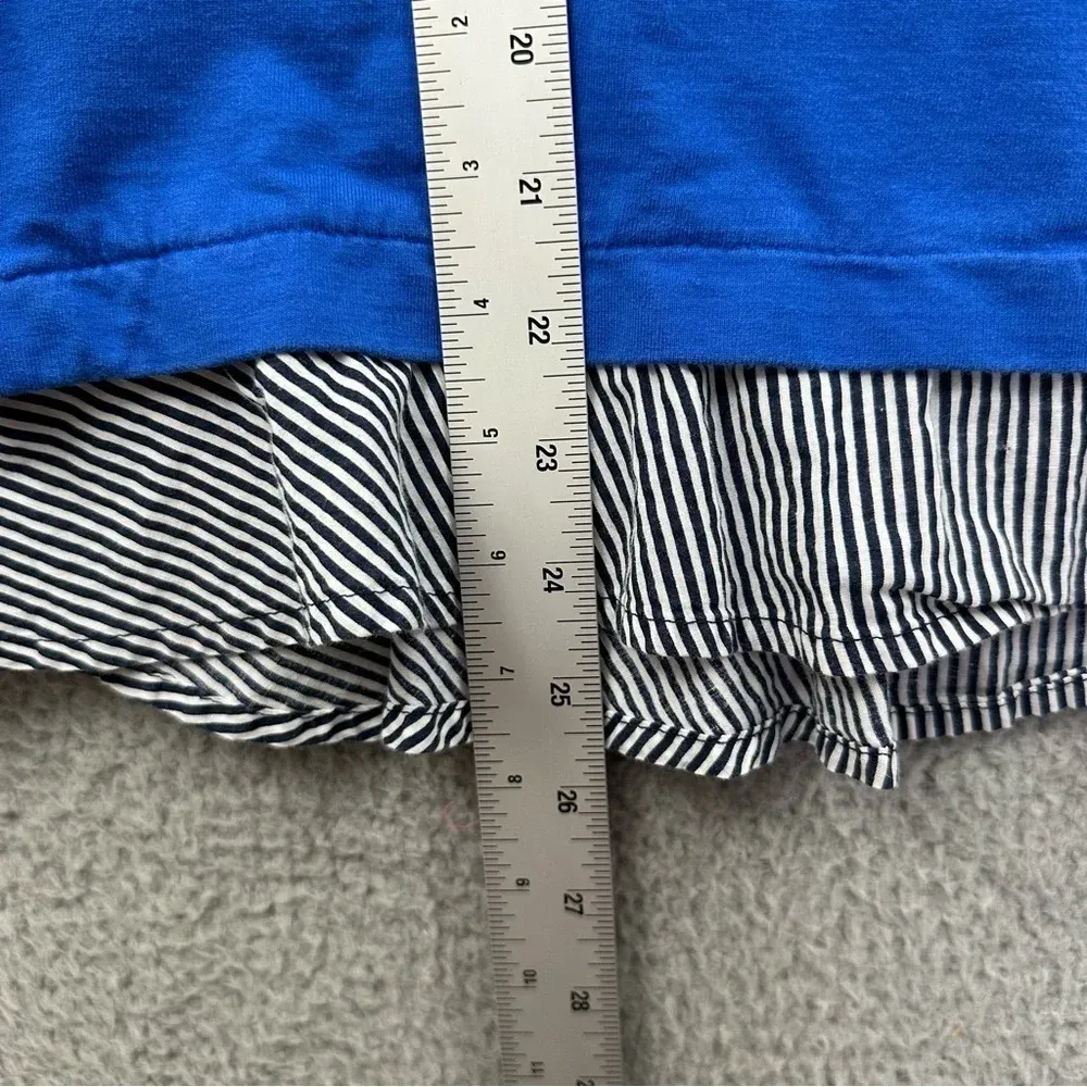 Crown &‎ Ivy Long Sleeve Top Beaded Elephant Blue White Striped Women's Large - Image 9