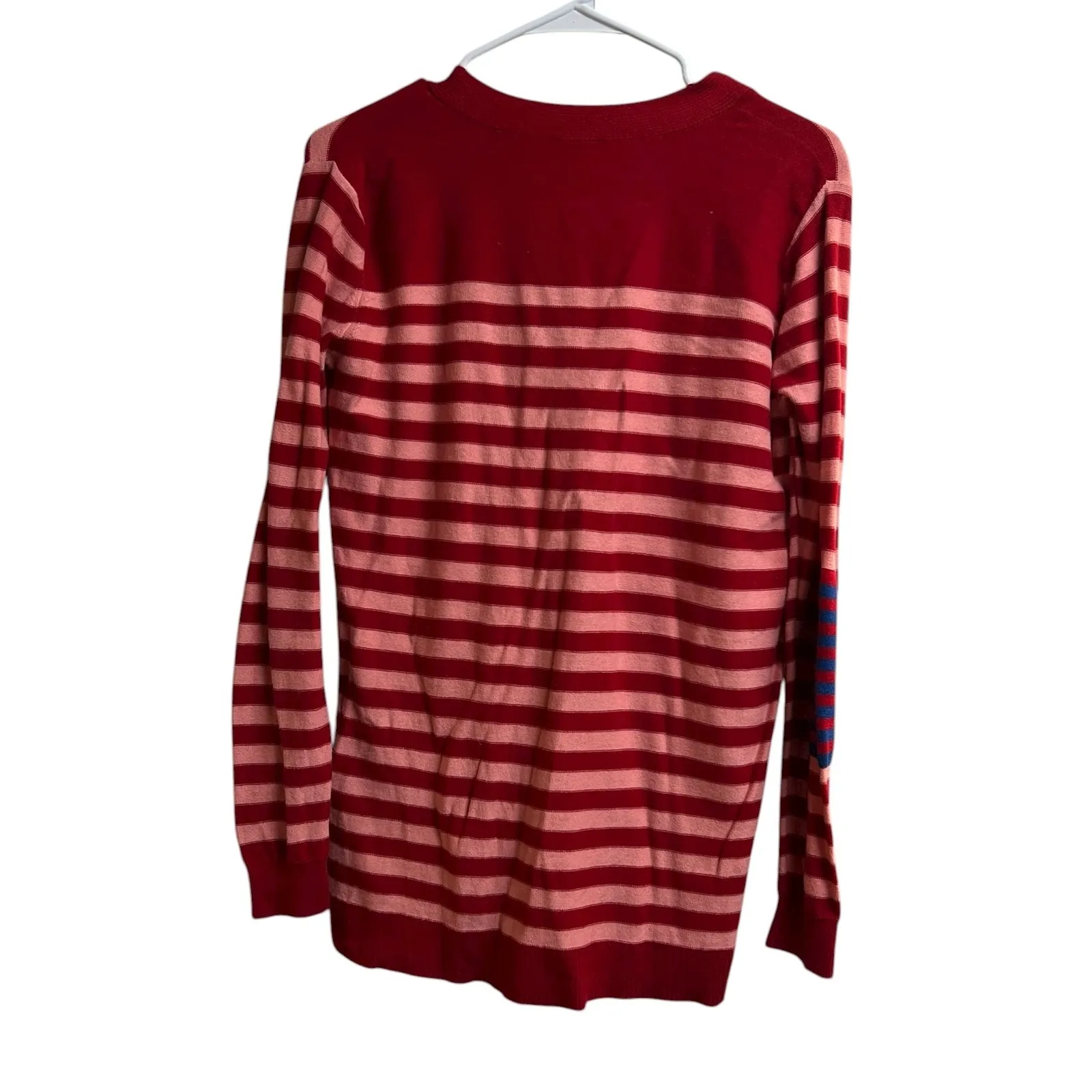 Cabi Cranberry Picnic Cardigan Summer Stripe Cotton Sweater Small - Image 9