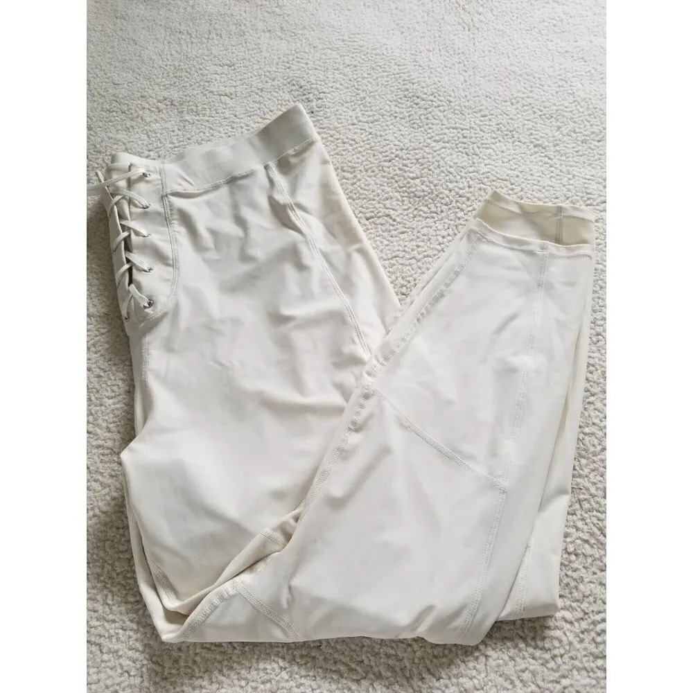 Good American Good Waist Crop Ivory Lace Up Bombshell Legging Size 6= 3XL - Image 3