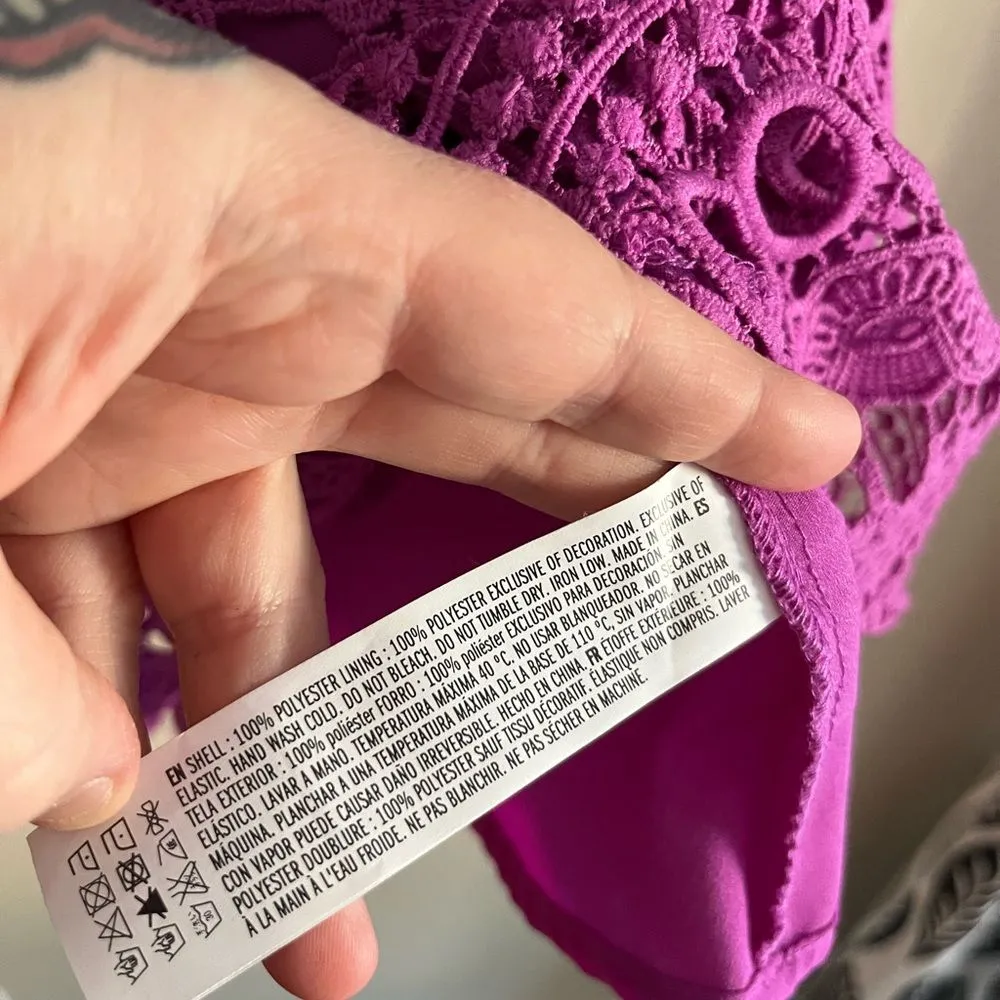 NWT Endless Rose Fuchsia Lace Peplum Mini Dress L Cocktail Wedding - Image 8