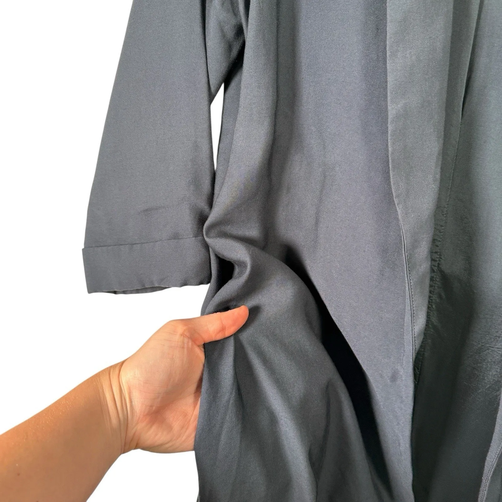 COS  Navy Blue Long Line Open Front Duster Blazer Jacket Career Office Womens 4 - Image 4