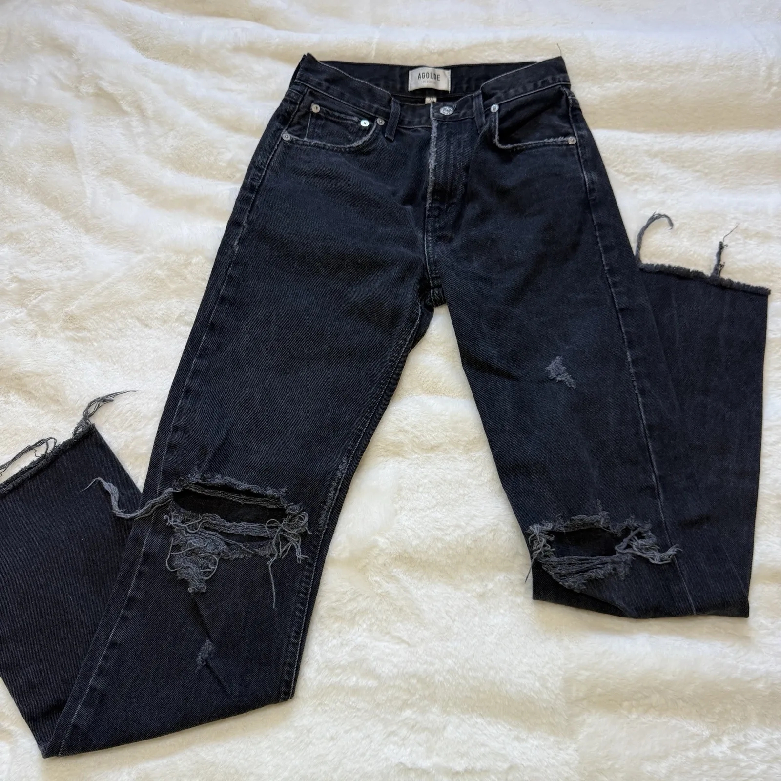 AGOLDE Cherie HIGH RISE STRAIGHT Fit Size 24x 29L Made in USA Black - Image 12