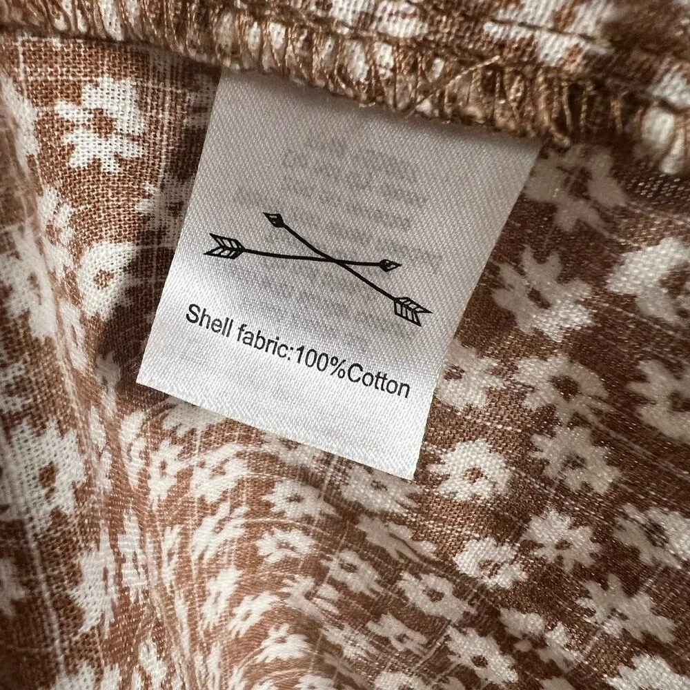 Rylee + Cru Janie Ditsy Floral Print Brown Long Sleeve Dress Size Small - Image 8