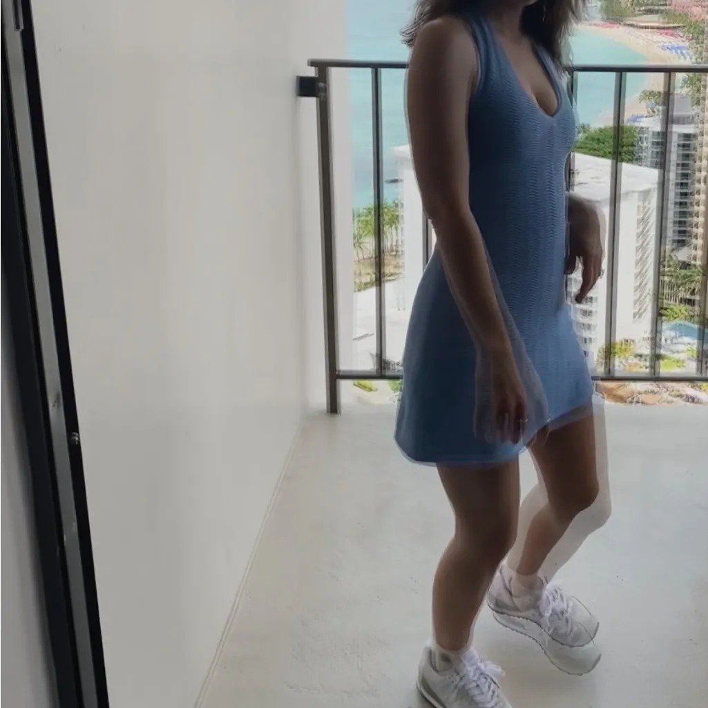 Hollister - Crochet Halter Mini Dress in Blue, size XXS Short - Image 10