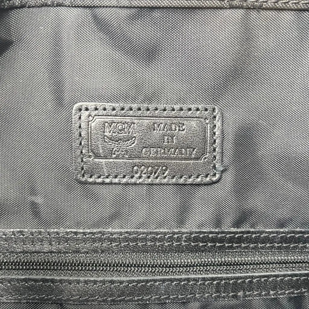 MCM Germany Large Black Canvas Leather Tote Bucket Bag Silver Hardware Vintage - Image 5