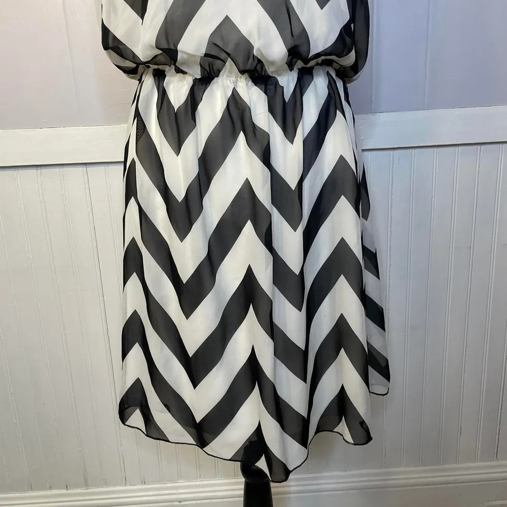 Vintage Y2K Guess Mini Dress Sheer Lined Tie Neck Size M - Image 4