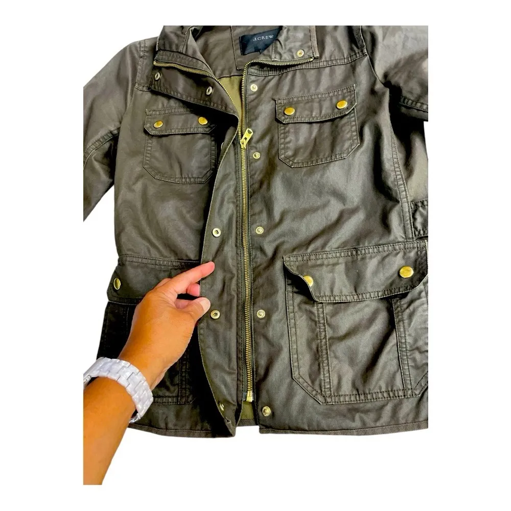 Womens J Crew Army Green Downtown
Waxed Military Style Field Jacket Sz XS - Image 10
