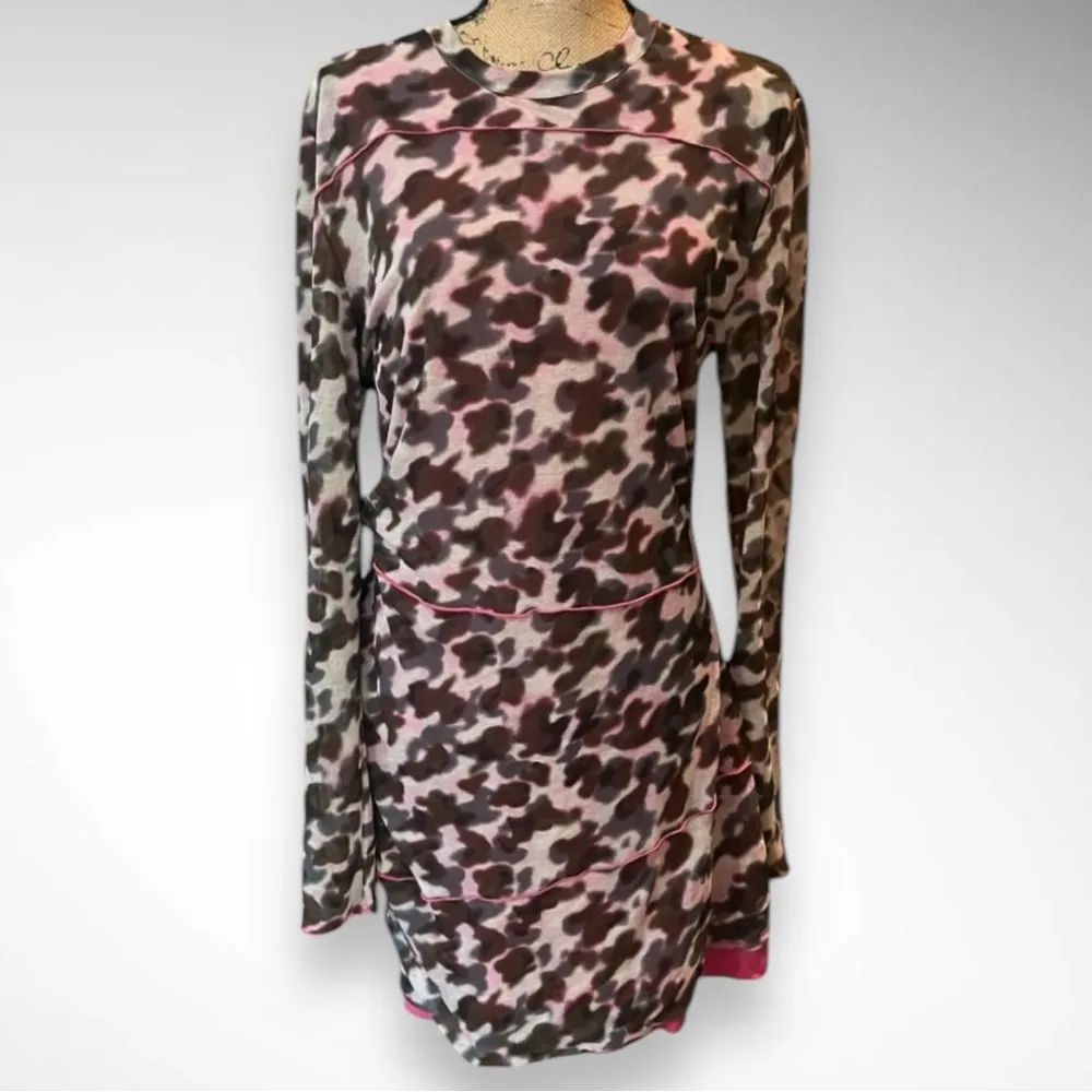 KENZO Women's Long Sleeve Animal Print Mini Dress XL‎ | EUC Pink - Image 2