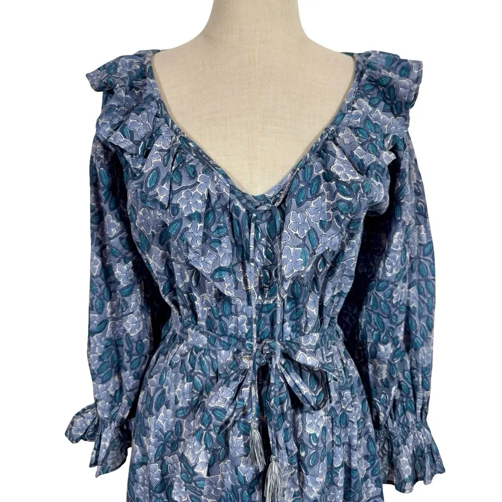 Mille Resort & Travel June Ruffle Midi Dress in Blue Pansy - Image 12