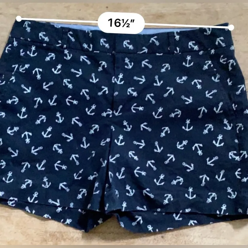 Banana Republic‎ Women’s Size 12 Navy Nautical Anchor Print Cotton Blend Shorts - Image 8