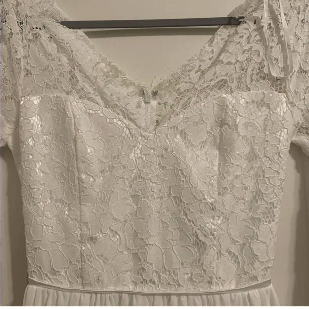 Lulu’s Forever Starts Tonight White Lace Long Sleeve Maxi Wedding Bridal Dress Size XS - Image 4