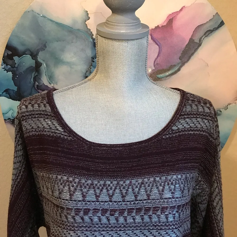 New York & Co Dark Purple Sparkly Sweater - Size L - Image 6