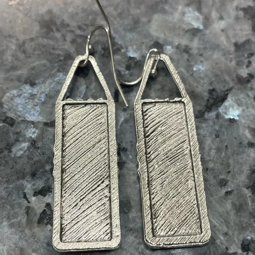 Colorful rectangular rainbow swirl enamel earrings / NWOT Red - Image 5