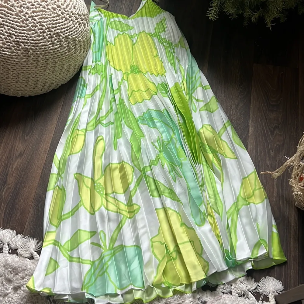 CHRISTIAN WIJNANTS FLOWER PLEATED DRESS Green - Image 6