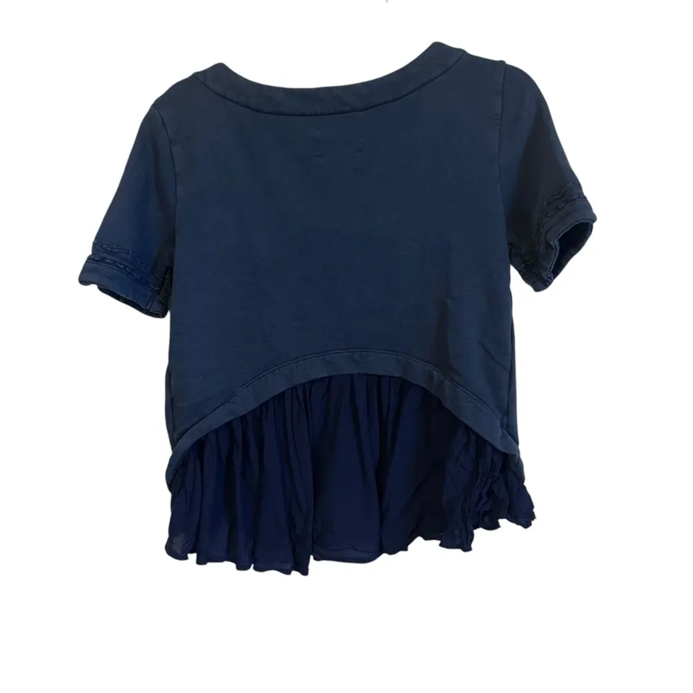 Huesca Pieced Top Saturday Sunday Navy Blue Ruffle Back Small - Image 4