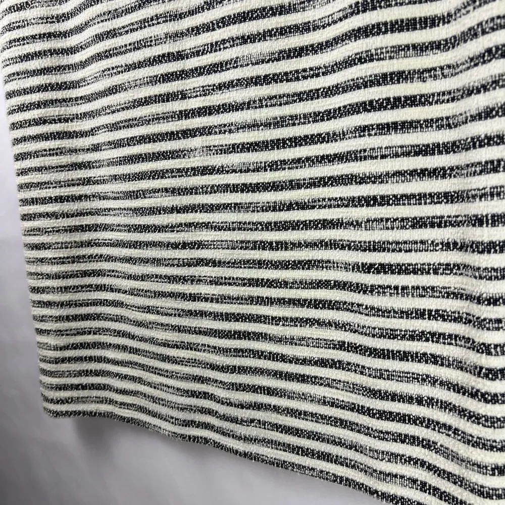 Ann Taylor Factory Striped Tweed Skirt Black White Textured Classic Workwear - Image 3