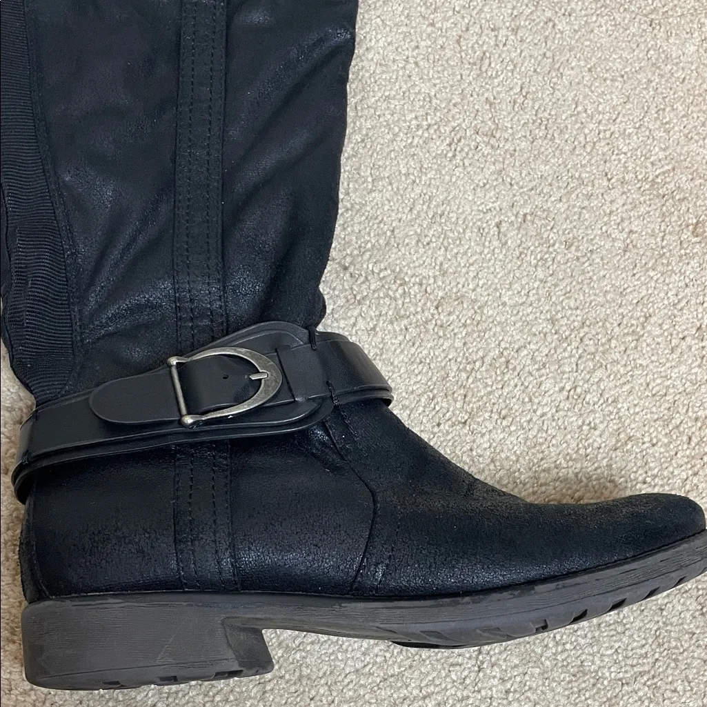 BareTraps Women’s Salvador Metallic Black Buckle Strap Tall Boots - Image 4