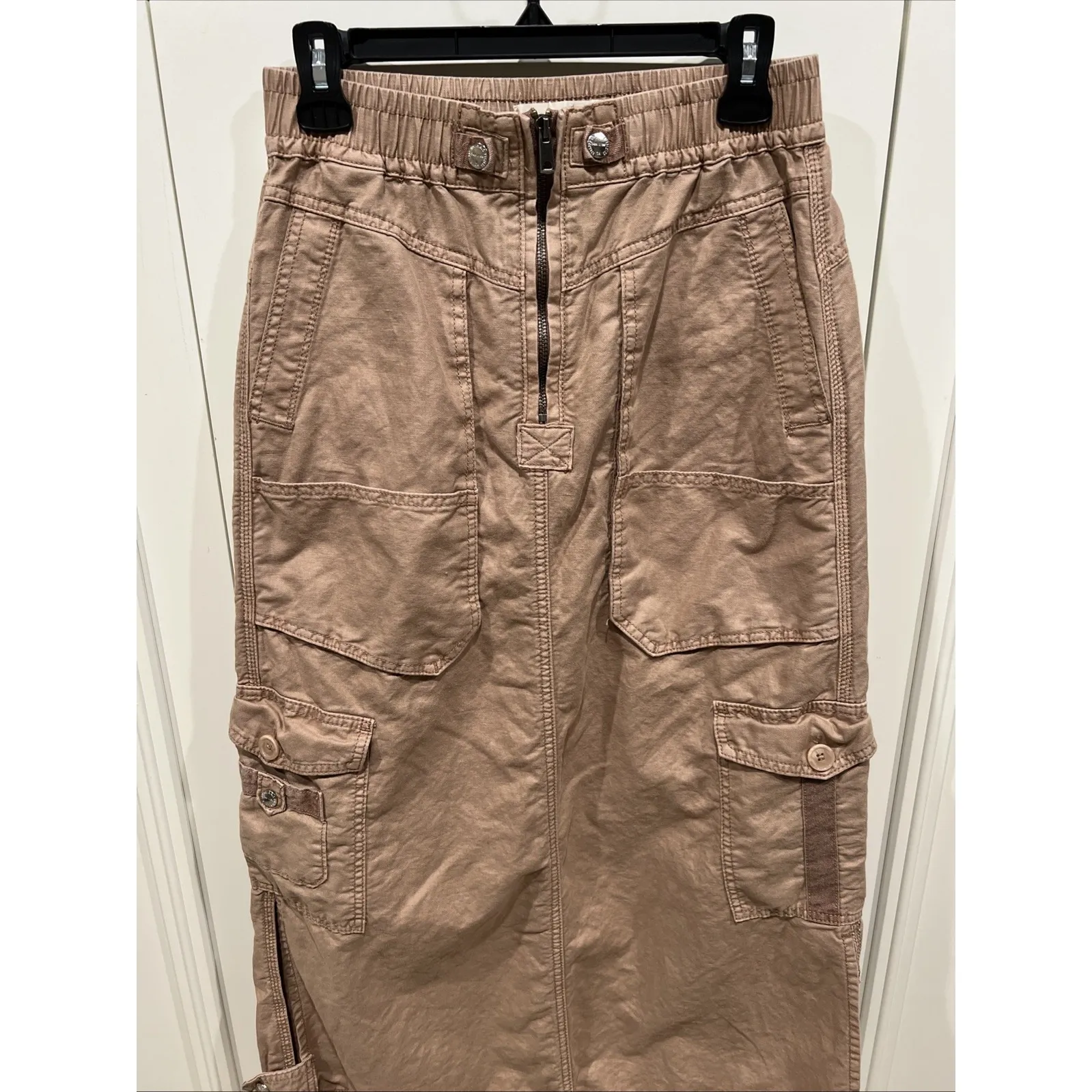 Current Elliott The Article A line Cargo MIDI Skirt Sz 26 Linen Blend Lagenlook - Image 5