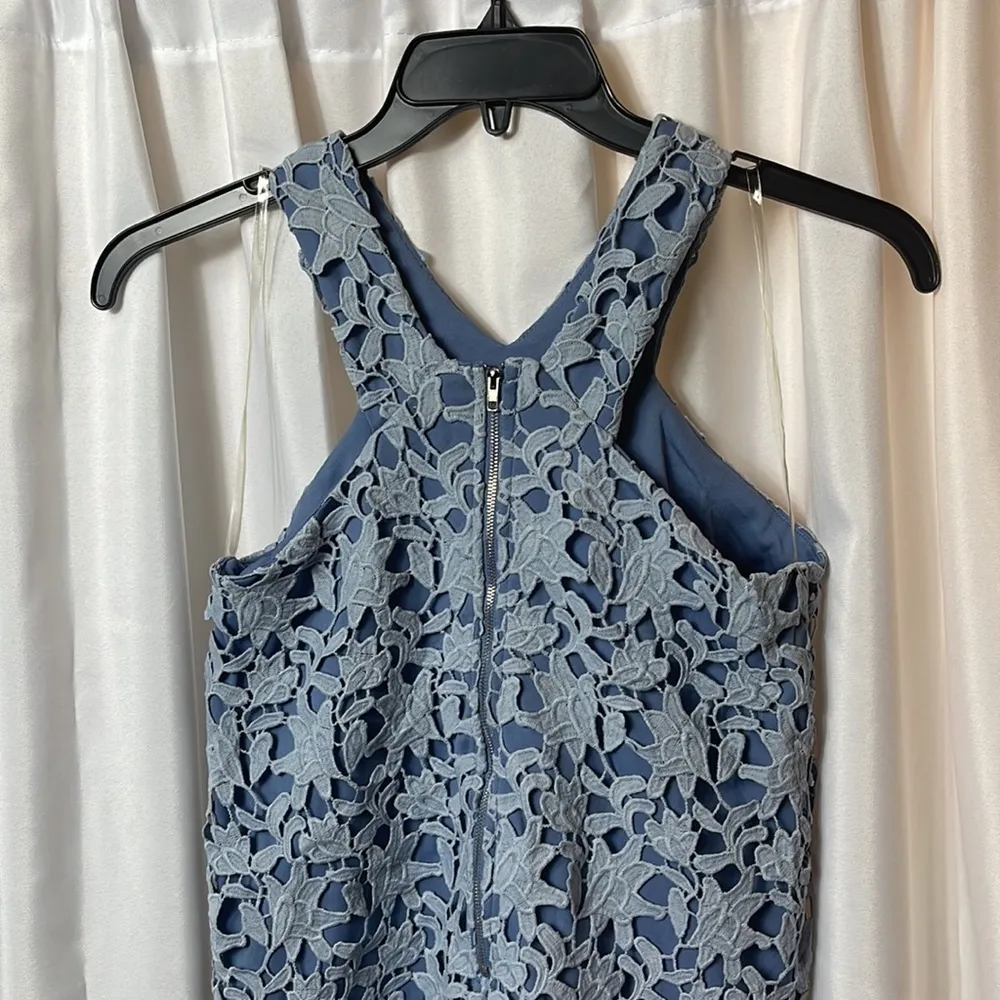 Gianna Bini Lace Large Embroidered Vintage Light Mini Blue Dress Size S - Image 6