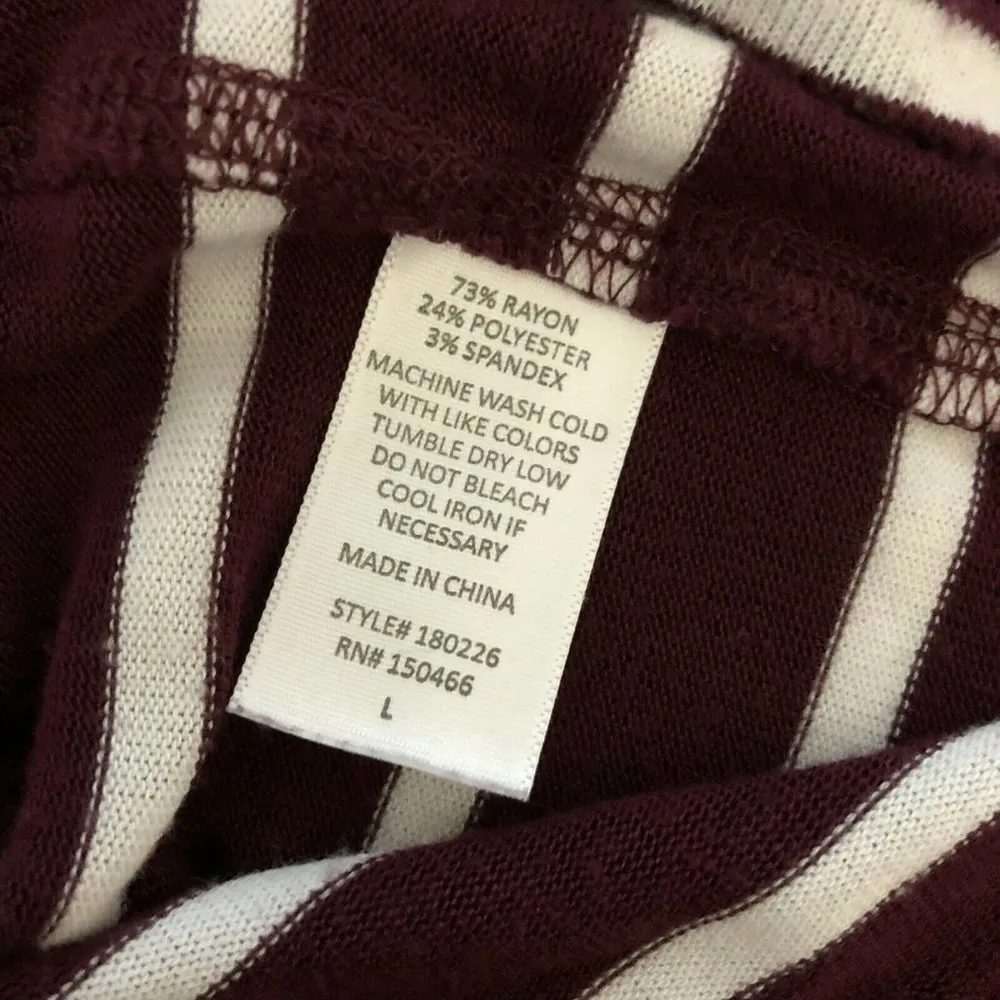 Mix by 41Hawthorn Womens Sweater Scoop Neck Pullover Striped Burgundy White L Red Size L - Image 4