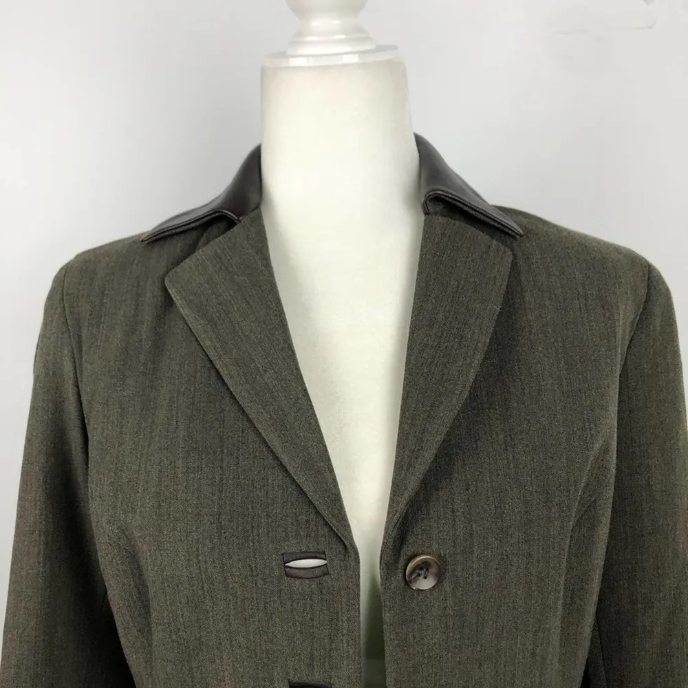 Vintage Jenne Maag Equestrian Wool Blend Blazer with Leather Trim Small - Image 5