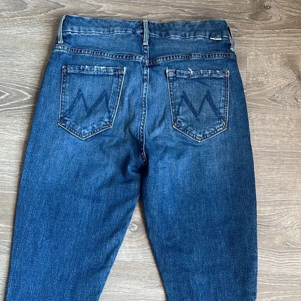 MOTHER HIGH WAISTED LOOKER ANKLE FRAY Nature Tune Up Blue Size 28 - Image 14