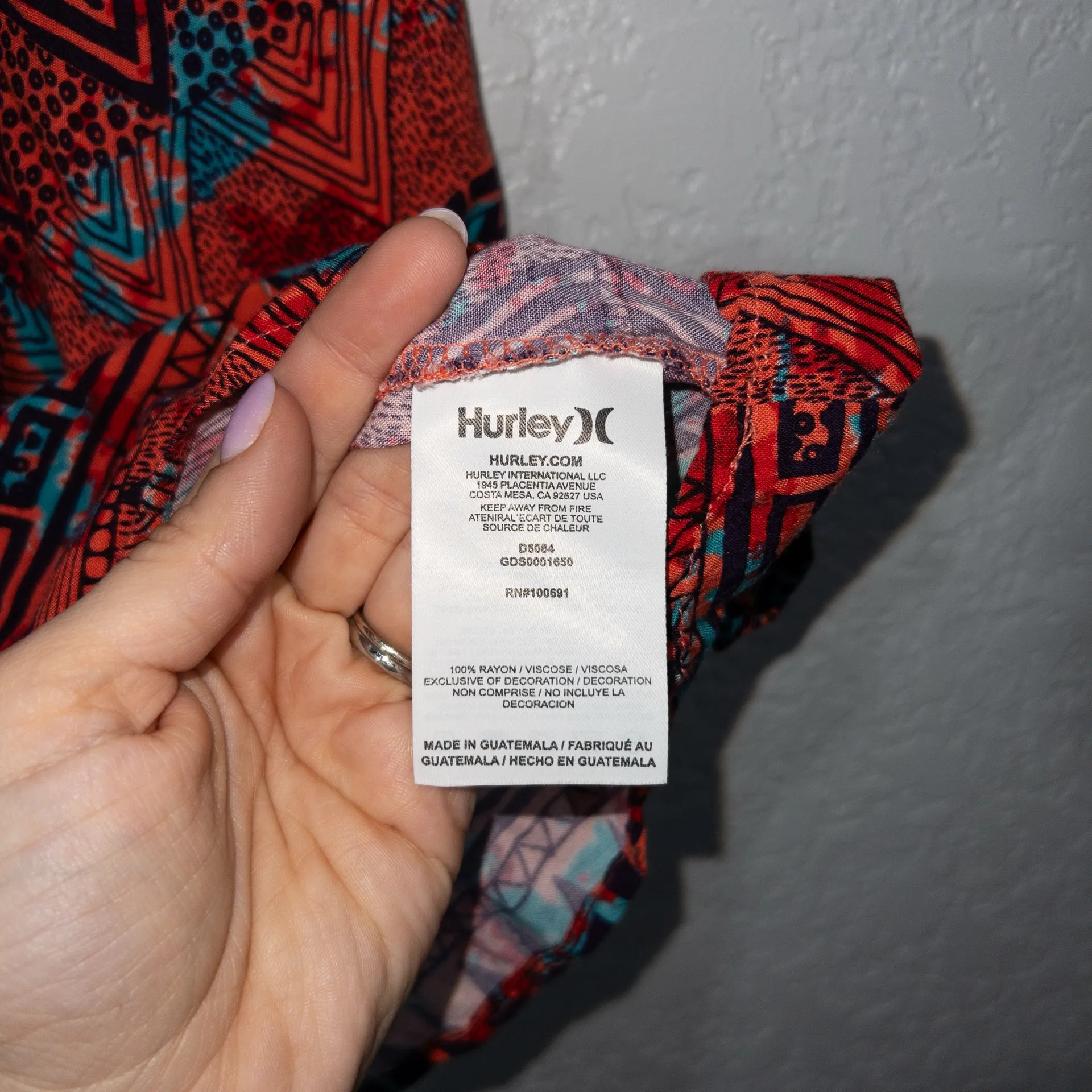 Hurley Red Geometric Jolene Loose Fit Tank Cami Dress Size XS - Image 4