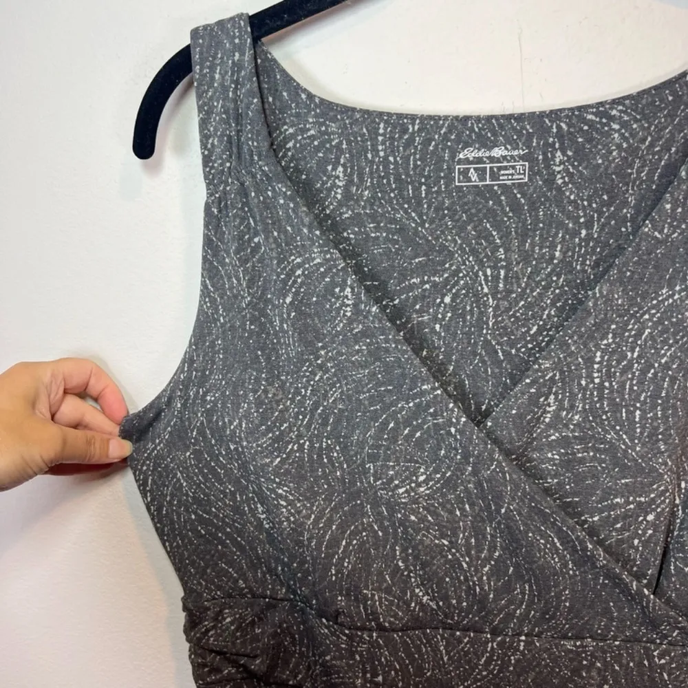 Eddie Bauer Lily Travel Dress Gray Faux Wrap UPF 50+ NEW Women's Size Large Tall - Image 9