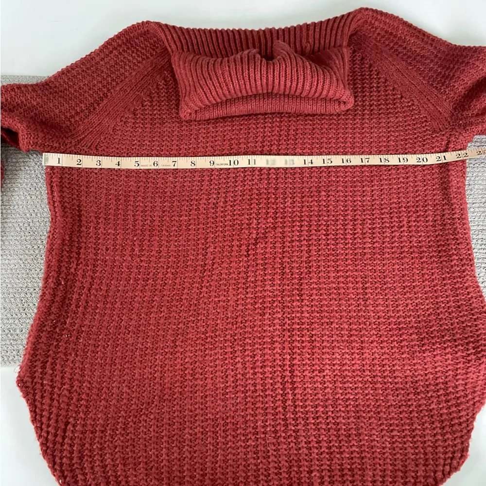 A New Day Burnt Orange Red Textured Cowlneck Round Hem Sweater Size Small - Image 6