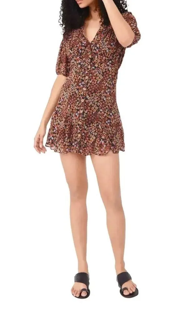 Free People Bonnie Floral Chiffon Mini Dress Size XS - Image 5